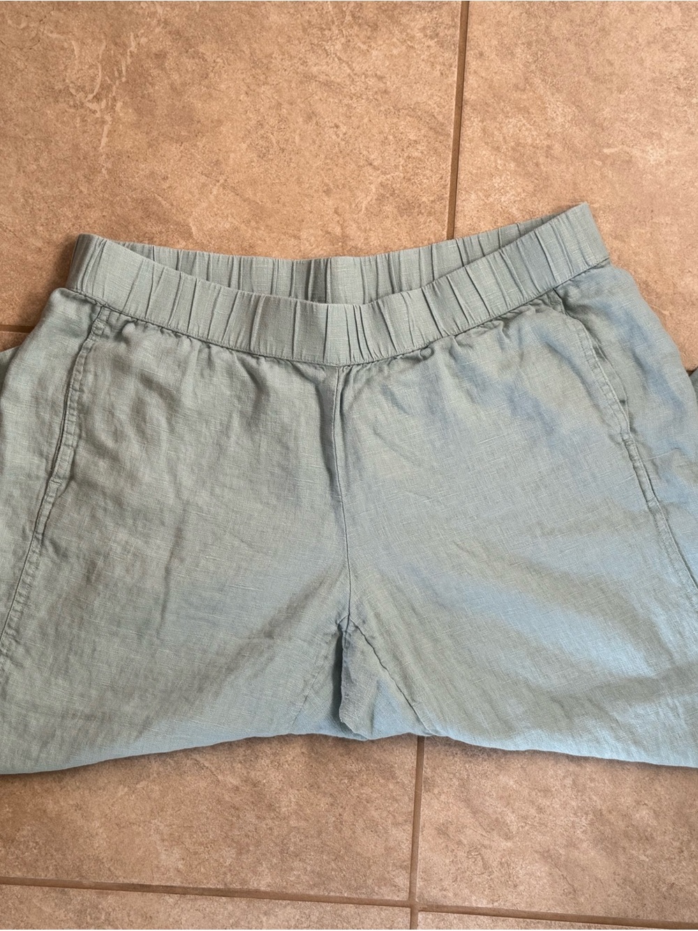 Pure Jill Linen Pull On Pants Womens XL Petite Light Blue Elastic Waist Casual - Picture 3 of 9